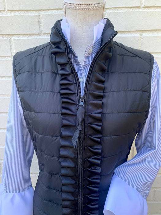 Black Maggie May Ruffle Puffer Vest