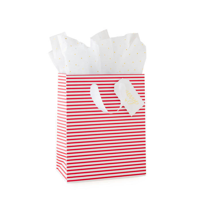 Holiday Gift Bag Set | Red Stripe