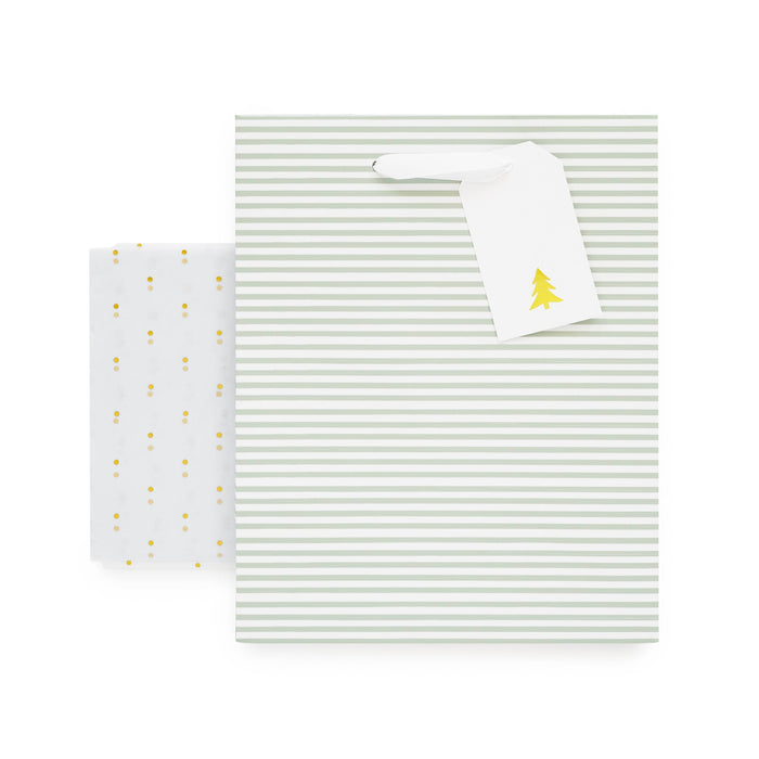 Green Stripe Gift Bag Set