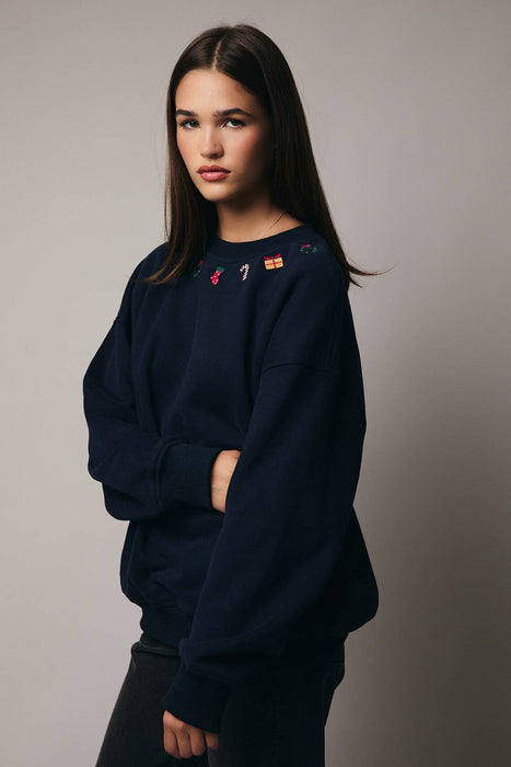 Navy Christmas Icons Sweatshirt