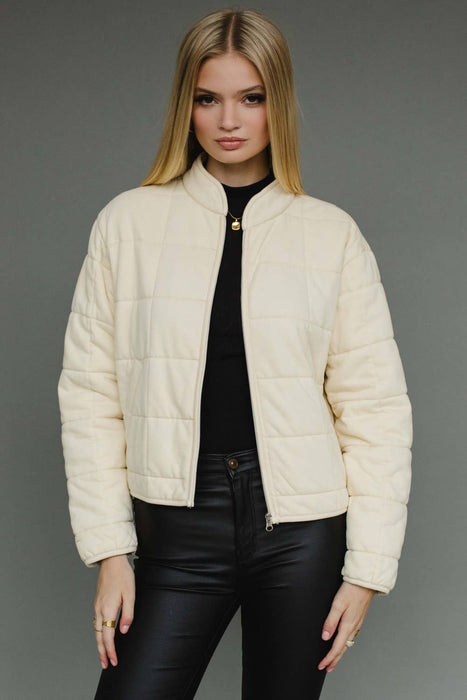 Cream Washed Quilted Jacket