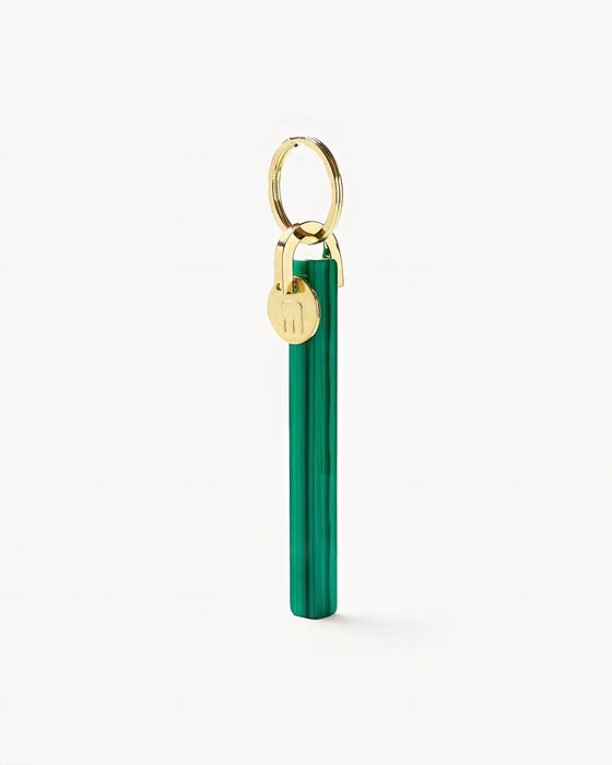 Bar Keychain in Malachite | Gold
