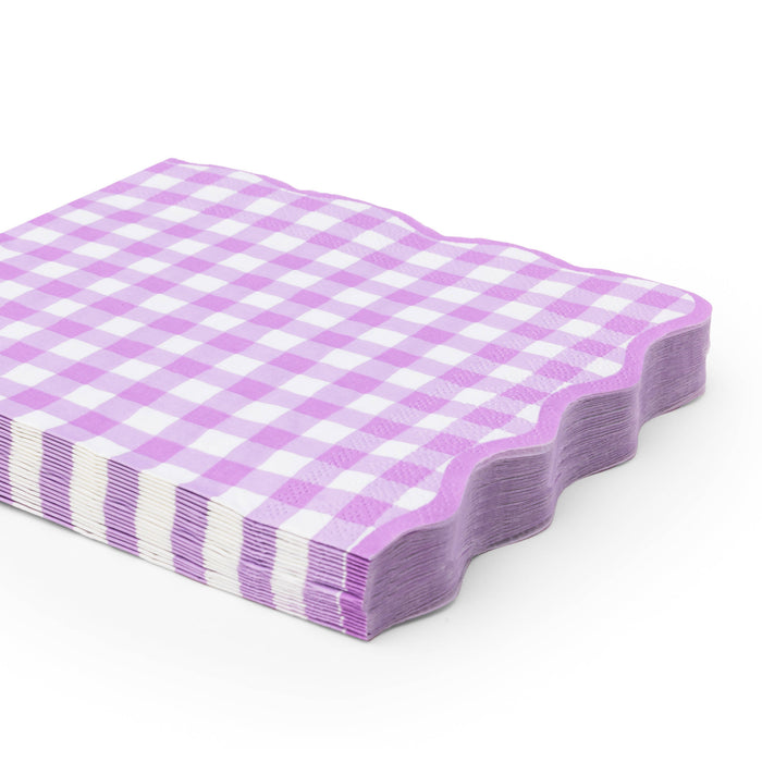 LILAC GINGHAM DINNER NAPKINS