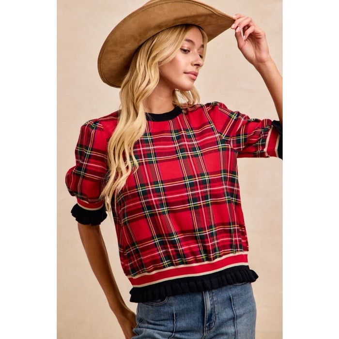 Christmas Plaid Banded Top