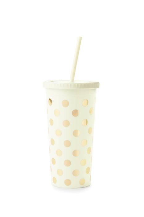 Gold Dots Tumbler W/Straw