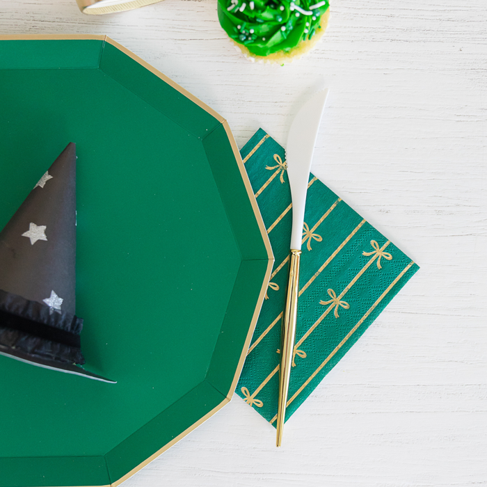 Green Party Plates w/Gold Trim