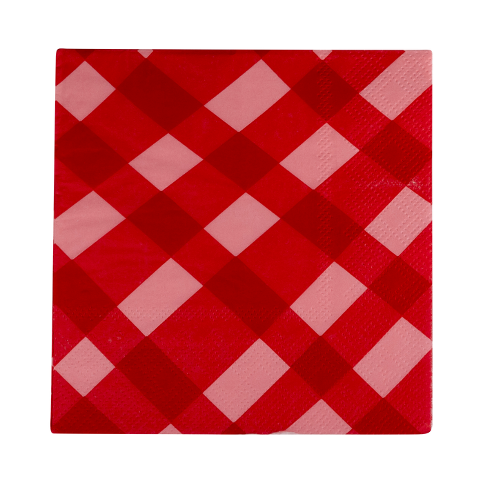 Red Plaid Cocktail Napkin