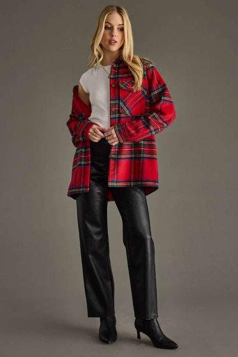 Red Multicolor Plaid Jacket