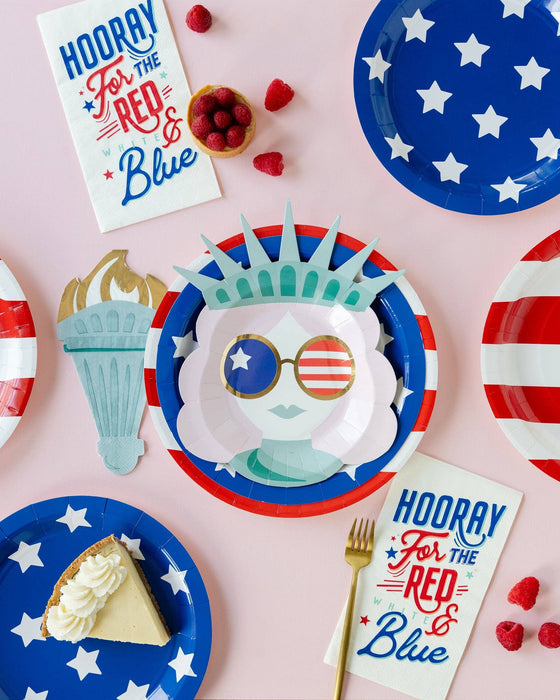 Lady Liberty Red Striped Paper Plate