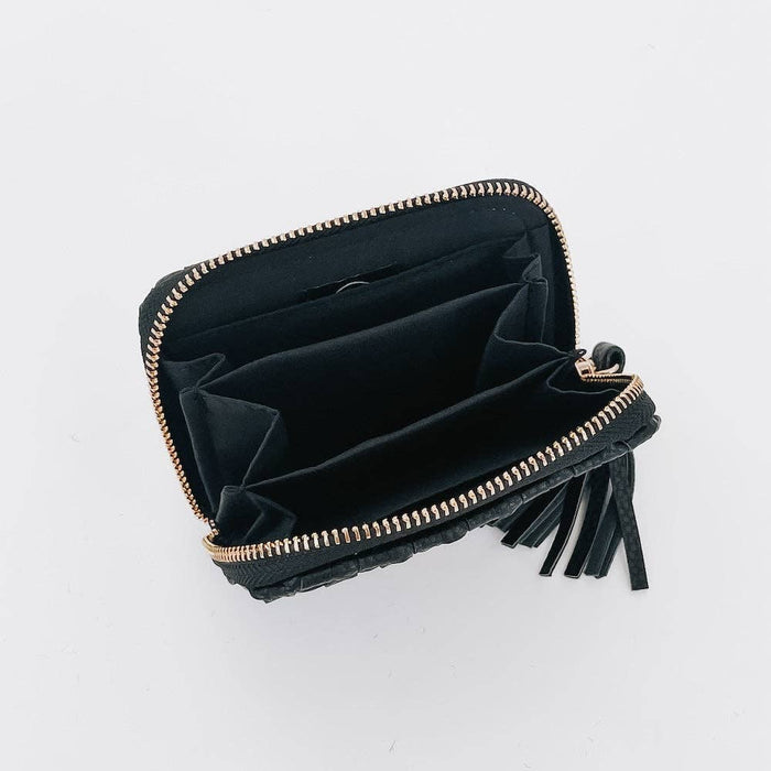 Wynona Woven Wallet  Checkered Tan