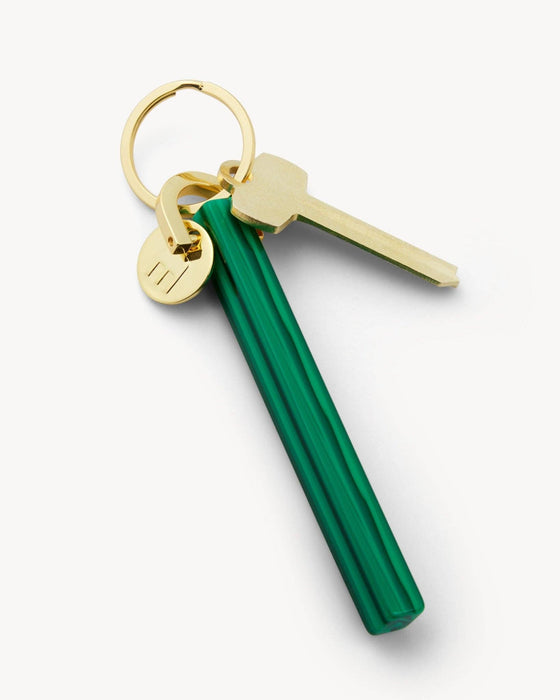 Bar Keychain in Malachite | Gold
