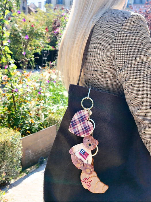 Americana Teddy Bear Bag Charm + Keychain