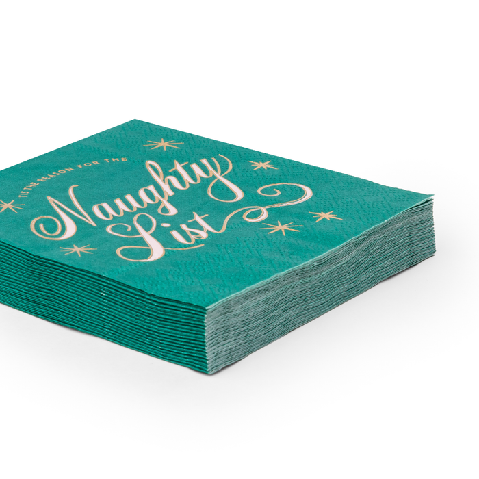 Naughty List Green Cocktail Napkins