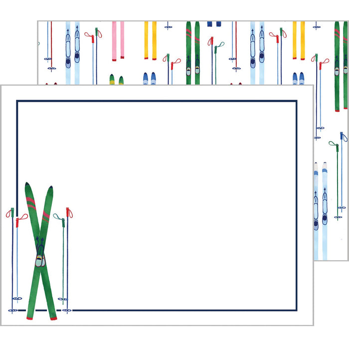 Flat Notecard Set of 10 | Colorful Skis