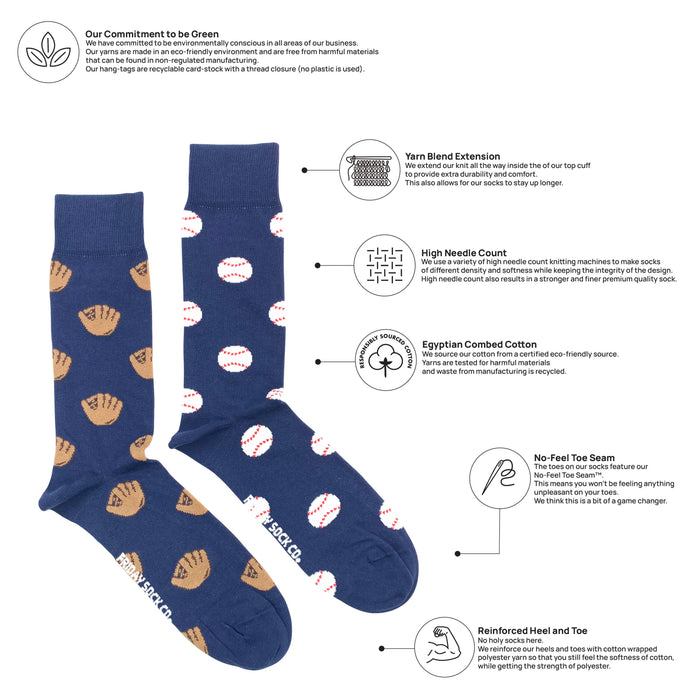 Baseball Glove & Baseball Mismatched Men's Socks