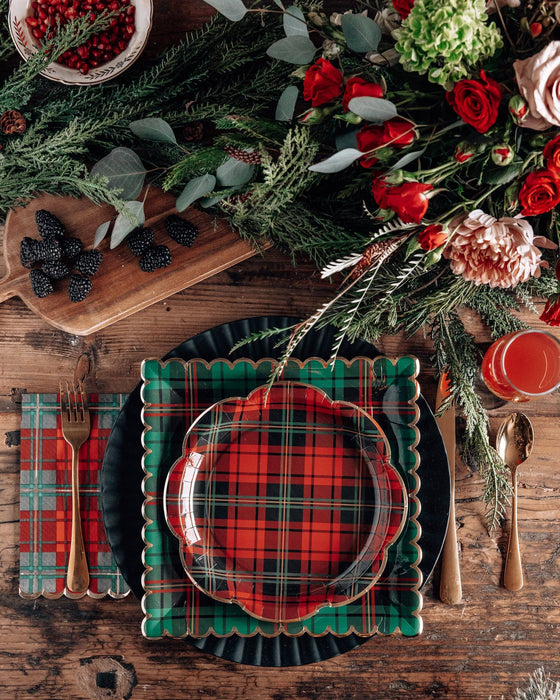 Red Christmas Plaid Dinner Napkin