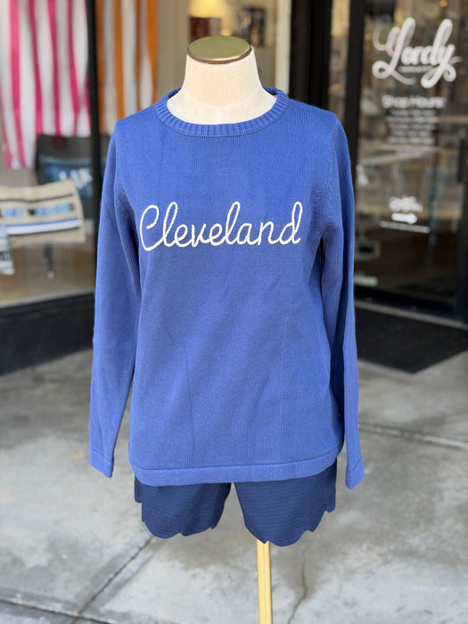 Navy Cleveland Script Sweater