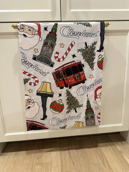 Ivory Cleveland Christmas Geometry Towel