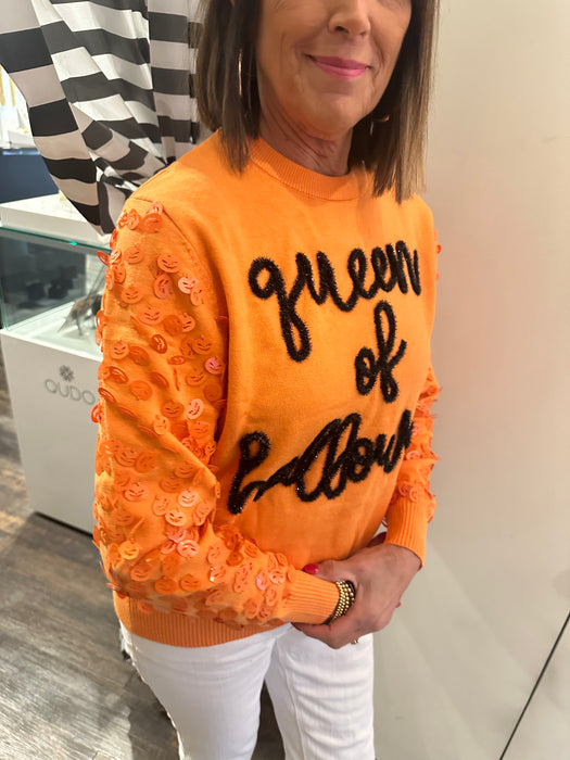 Queen of Sparkle Halloween Glitter Script Sweater
