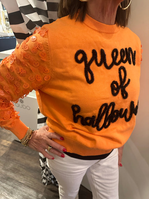 Queen of Sparkle Halloween Glitter Script Sweater