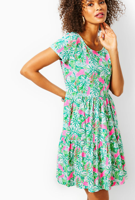 Geanna Short Sleeve Dress |  Botanical Green Just Wing It