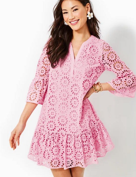 Bekah Eyelet Dress | Peony Pink