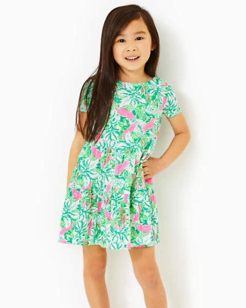 Mini Geanna Short Sleeve Dress | Botanical Green Just Wing It
