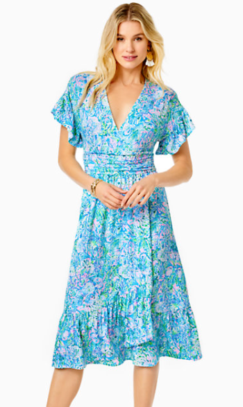 Juliet Ruffle Midi Dress | Surf Blue Soleil It on Me