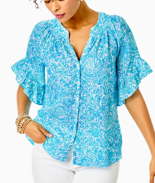 Tayla Short Sleeve Linen Top | Resort White Took Me by Sunrise
