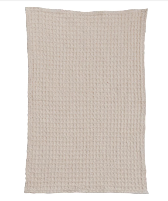 Stonewashed Cotton Waffle Tea Towel | Natural