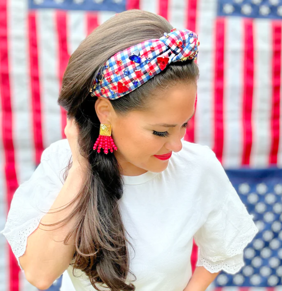 Red White Blue Gingham Headband