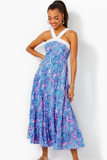 Jenette Cotton Halter Dress | Boca Blue It's a Sailabration