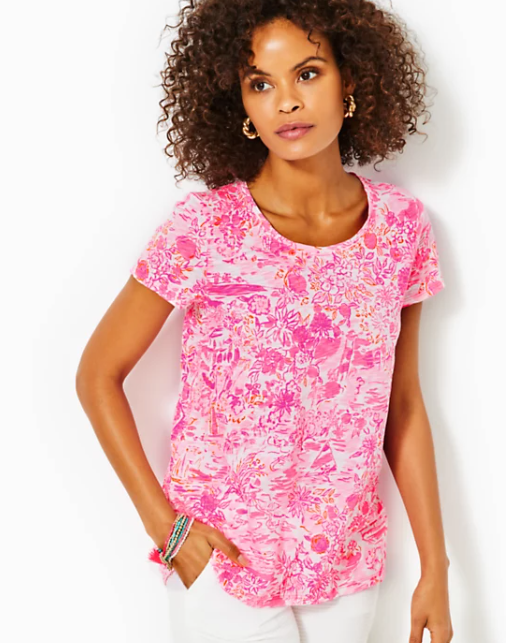 Etta Scoop-Neck | Peony Pink Seaside Scene