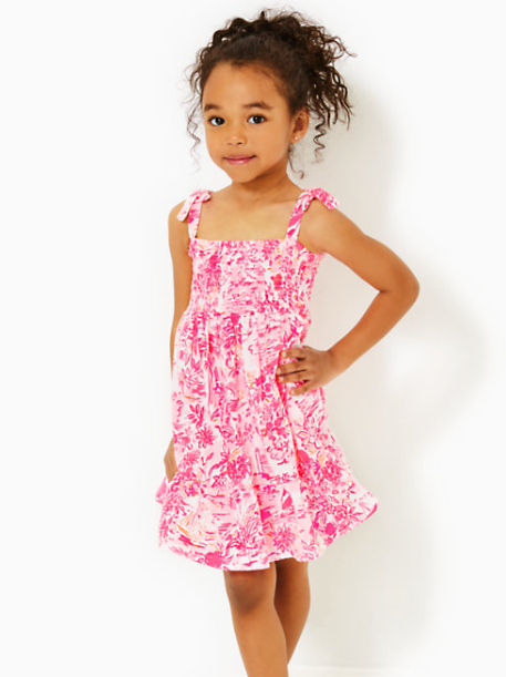 Mini Kailua Dress | Peony Pink Seaside Scene