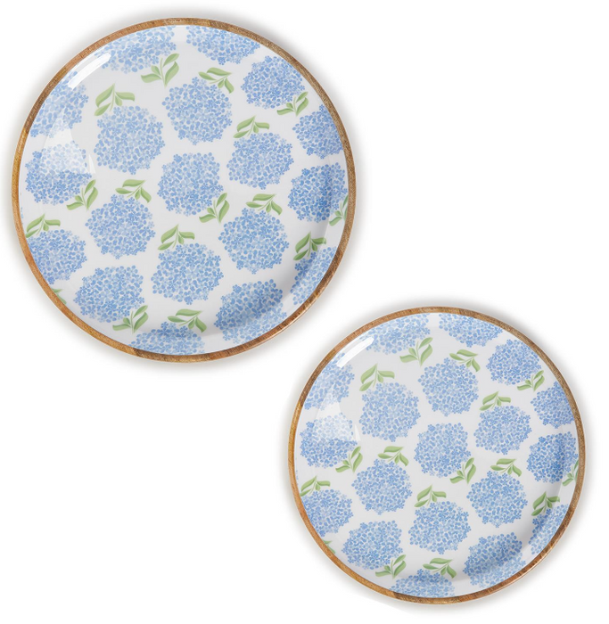 Hydrangea Hand-Crafted Wood Round Tray