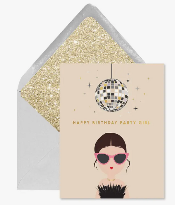 Disco Party Girl Birthday Card