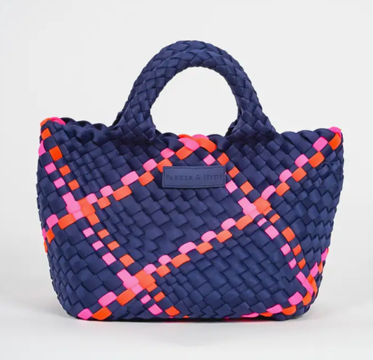 Mini Woven Tote | Navy Multi