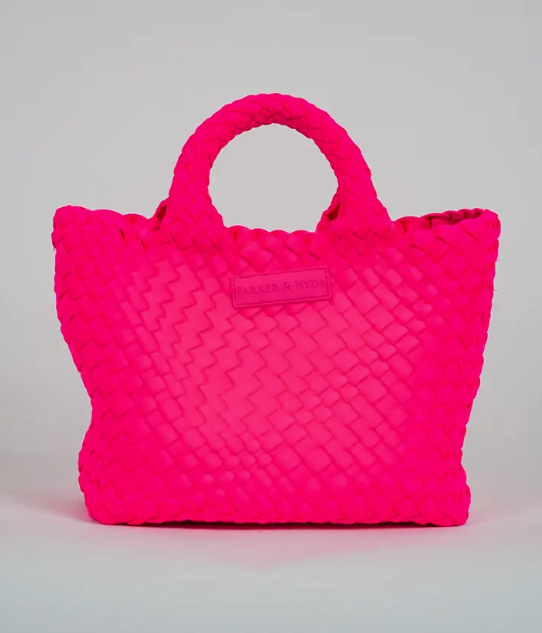 Mini Woven Tote | Neon Pink