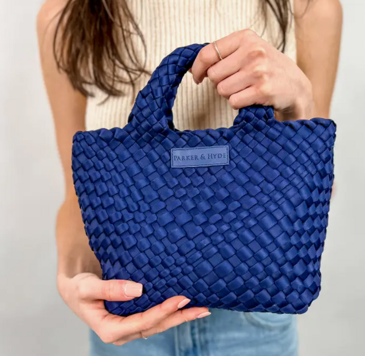 Mini Woven Tote | Navy
