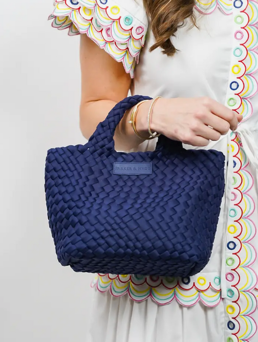 Mini Woven Tote | Navy