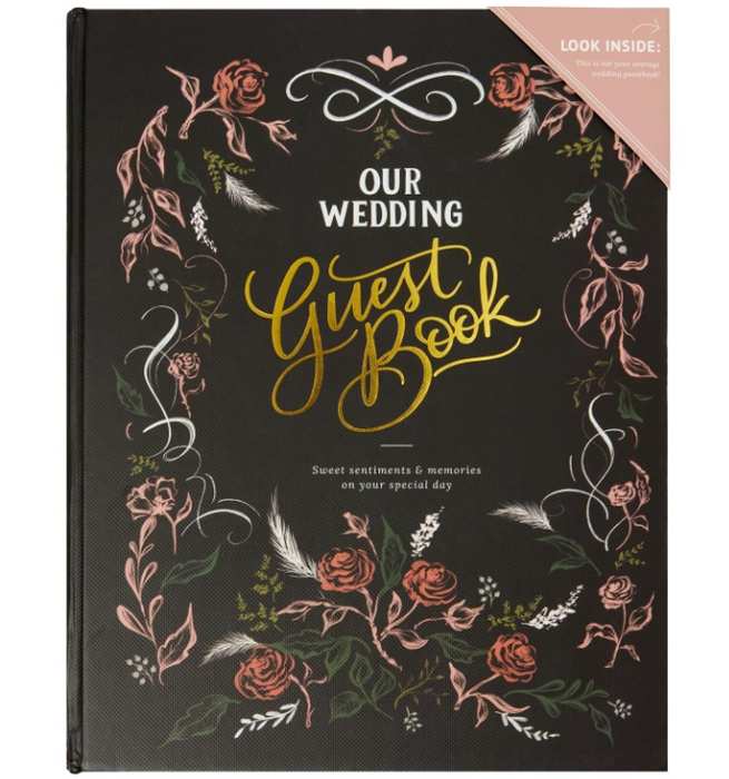 Black Floral Wedding Guest Book