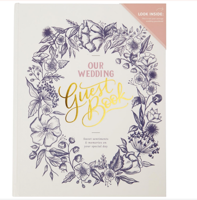 Cream Floral Wedding Guest Book