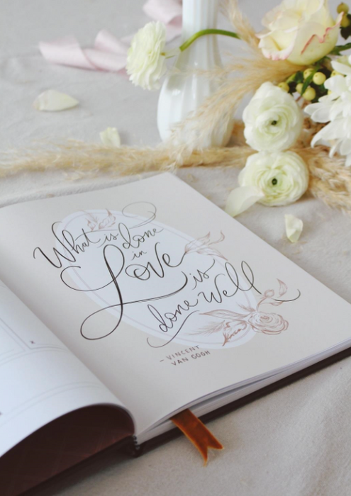 Cream Floral Wedding Guest Book