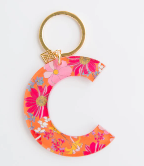 Forever Floral Initial Keychain