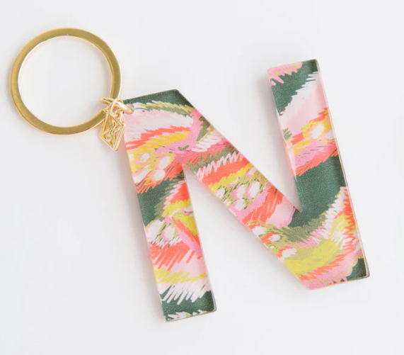 Forever Floral Initial Keychain