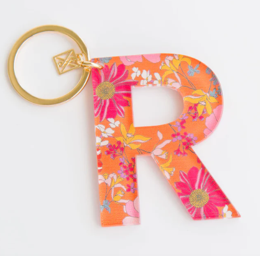 Forever Floral Initial Keychain