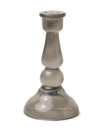 Tall Glass Taper Holder | Black