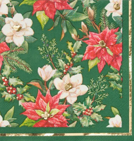 Evergreen Floral Cocktail Napkins