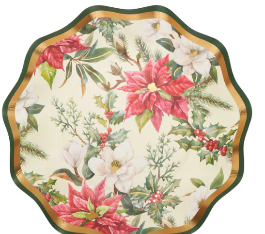 Wavy Evergreen Floral Salad Plate