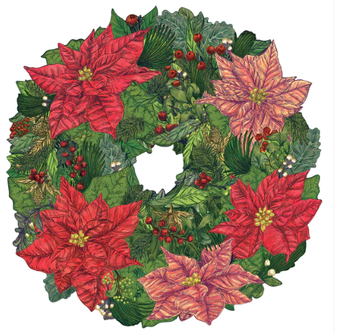 Die Cut Poinsettia Wreath Placemat